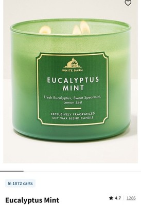 Bath & Body Works (2) EUCALYPTUS MINT 14.5 oz  3 wick Candles set of 2