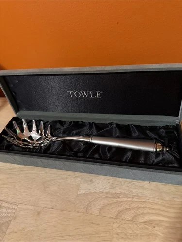 Vintage Towle Sterling Pasta Claw Server With Black Satin Lined Green Velvet Box