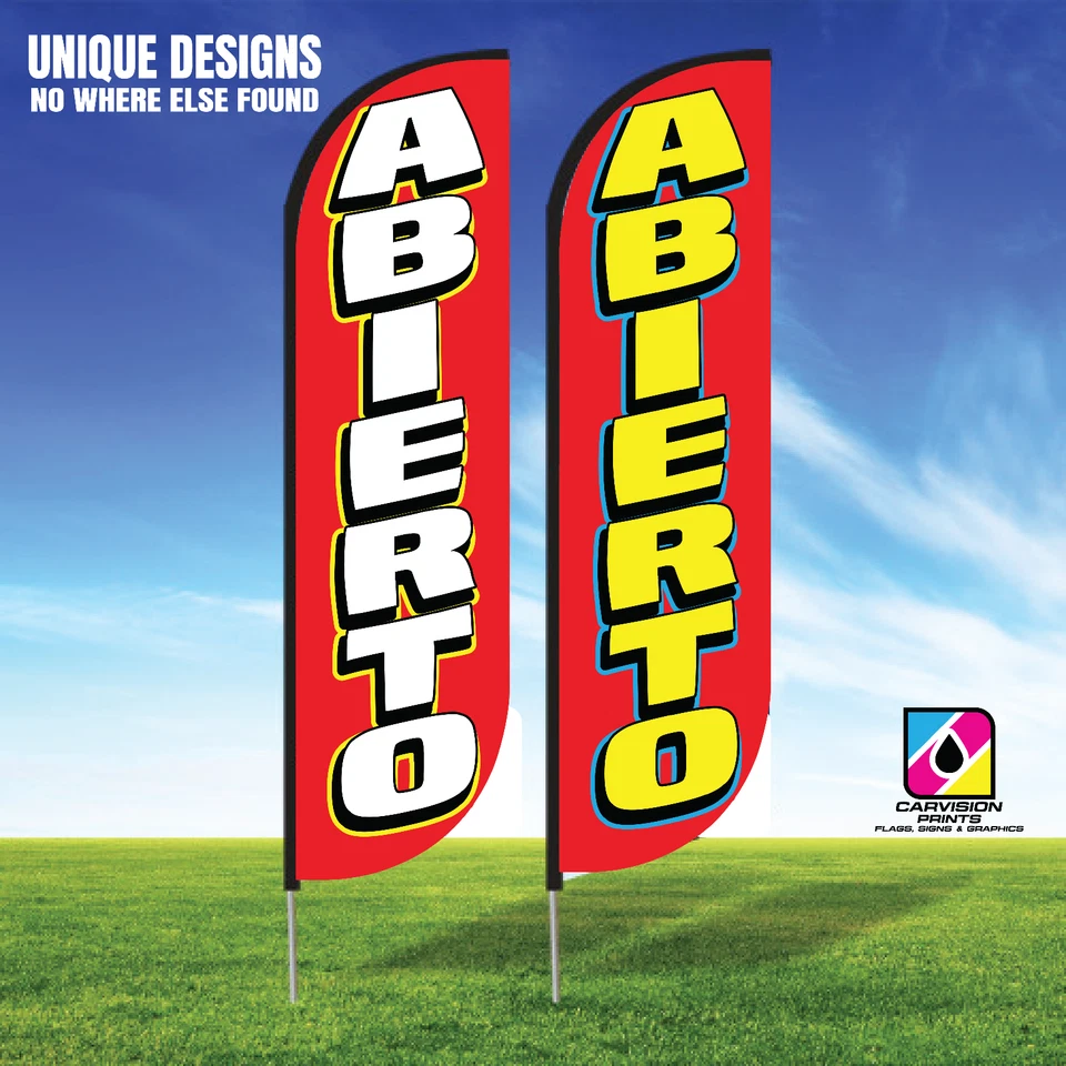 Abierto Advertising Swooper Feather Flutter Flag Bandera - Image 3 of 4