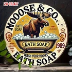 Moose Co. Vintage 1989 Round Tin Metal Signs Home Décor Wall Art 8x8