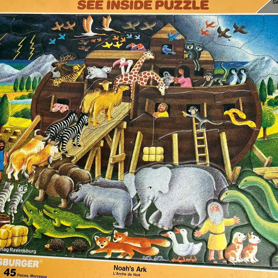 Ravensburger See Inside 45 Pc Jigsaw Puzzle NOAH'S ARK Vtg 1991 Hard to Find - Image 3 of 4