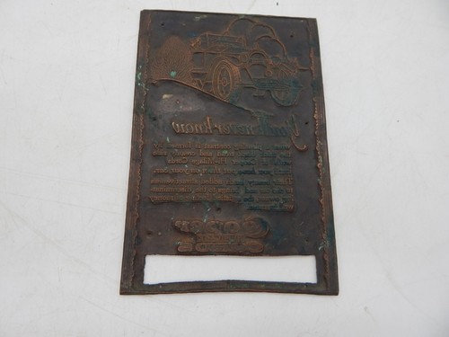 Vintage Cooper Tires Hi-Mileage Cords Brass Advertising Printing Plate