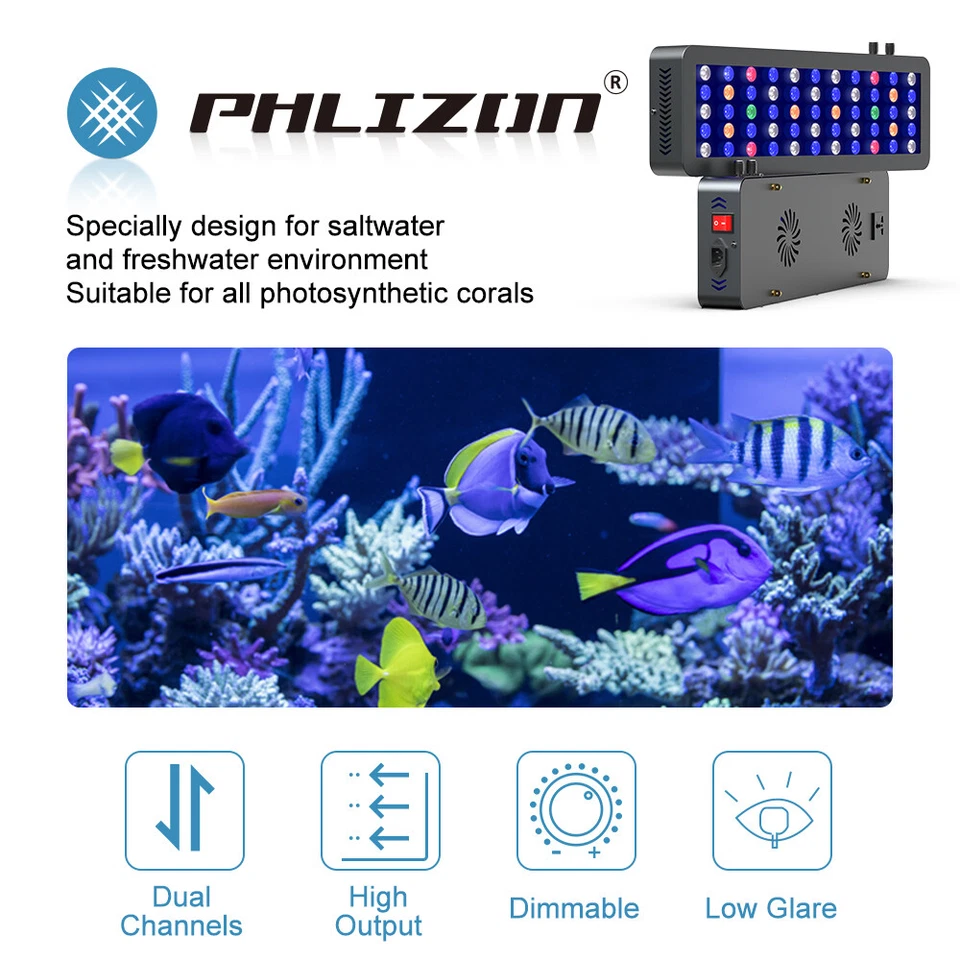 165W LED Plant Aquarium Light Full Spectrum Reef Light for Saltwater Coral Tank - Image 2 of 4