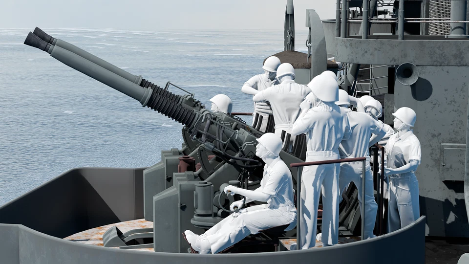 WWII US Navy - 40mm Quod Bofors Crew - 10 Figures - Set 1 - Image 3 of 4