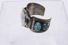 Fine Navajo Watch Bracelet cuff, High Grade Natural Nevada Blue Ridge Turquoise