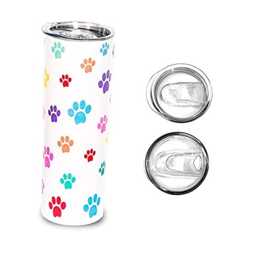 Skinny Dog Tumbler Cups 20oz Travel Mug Dog 1 Count (Pack of 1) Dog paw skinny