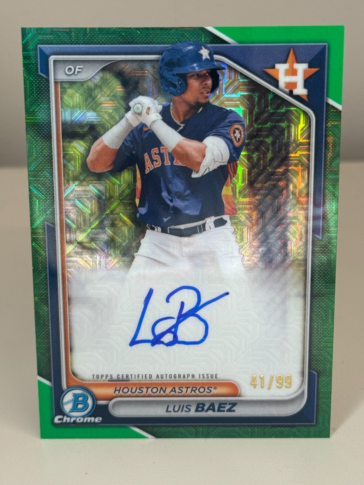 2024 Bowman Chrome Mega Box Autographs Green Refractor #BMA-LB Luis Baez /99