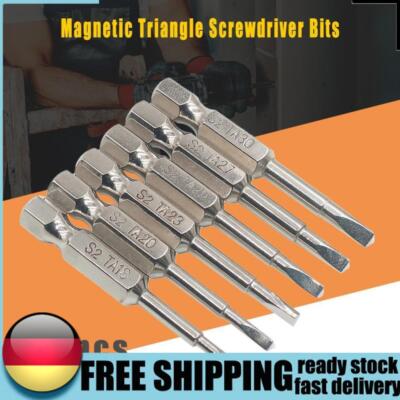 6pcs Triangle Screwdriver Bits S2 Steel 1/4 inch Hex Shank Screwdriver Bit Set