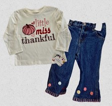 Vintage Baby Gap Jeans Little Miss Thankful Fall Shirt 12-18 Months