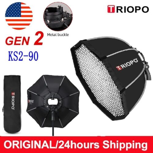 US TRIOPO KS2-90 90cm Octagon Softbox+S Bracket+Grid For Camera Flash Speedlite - Picture 1 of 21