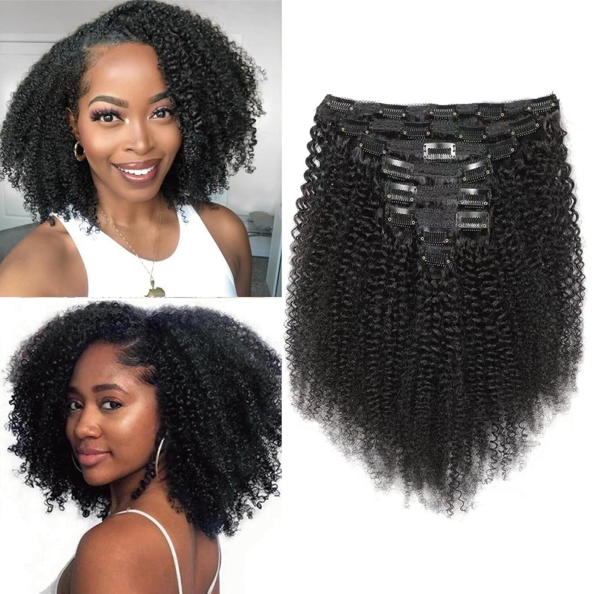 Afro Kinky Curly Clip In Human Hair Extensions 8 Piece Set 22 Inch Amazon.com : Urbeauty Kinky Curly Clip In Hair Extensions  main image 2