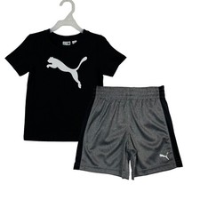 Puma Baby Boys T- Shirt  Shorts Set Size 24 Months Black/Gray Summer Outfit