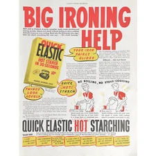 Quick Elastic Starch 1942 Vintage Print Ad Retro Clothing Starch Memorabilia