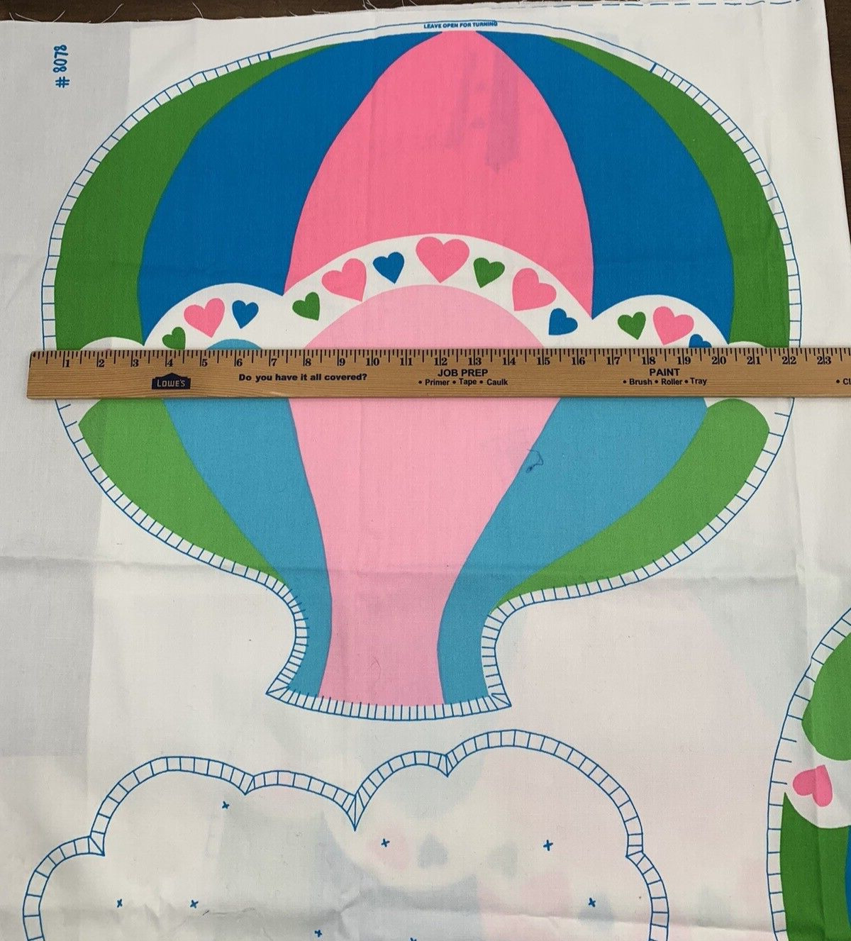 Vintage Rainbow Creations Cut & Sew Cupcake Hot Air Balloon Pillow Fabric Panel