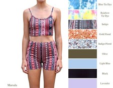 Loungewear Set Two Piece Co-Ord Athleisure Top  High Waisted Yoga Biker Shorts