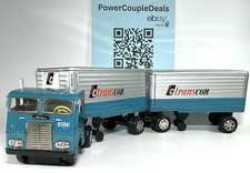 Vintage Tin Friction TRANSCON LINES Twin Trailers Truck Made in Japan