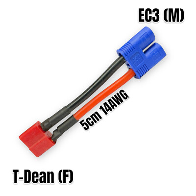   Adapter EC3 Stecker Male auf T-Dean Buchse Female 2Pin 14AWG 5cm Lipo Akku RC