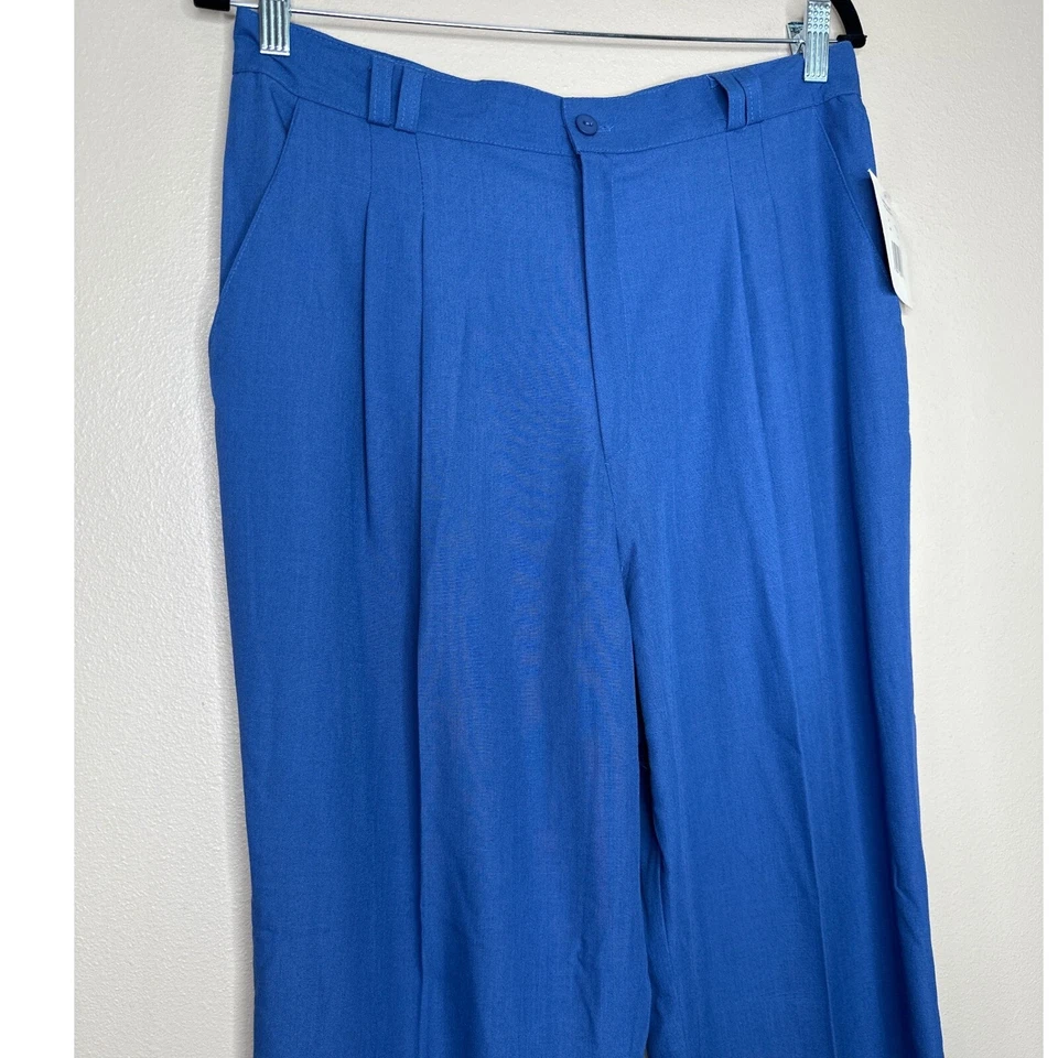 Pantalones de negocios Kathie Lee azul verdadero vintage años 80-90 talla 16 plisados pequeños Foto 3 de 4