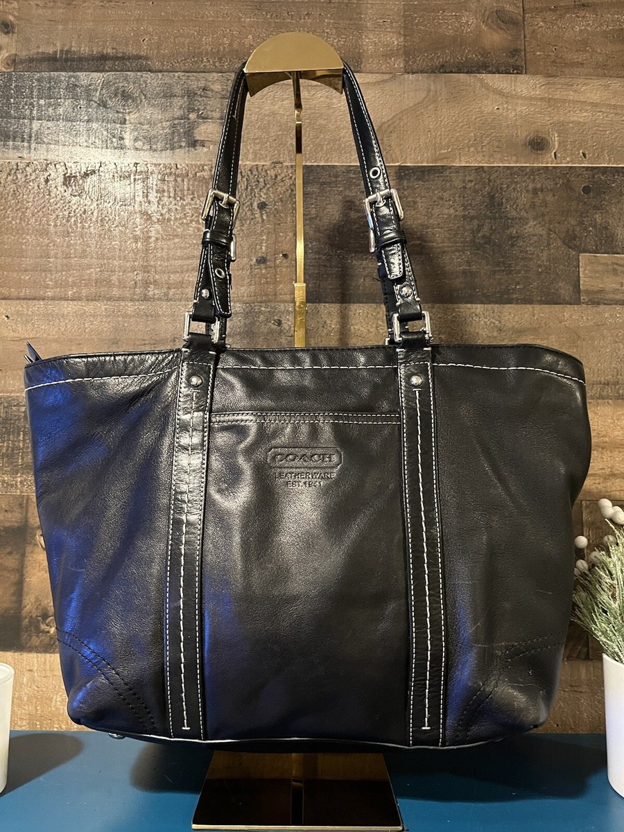 バッグ COACH OLD Vintage Leather totebag Y2K Coach Tote Bag Black Leather Medium Y2K Shoulder Purse Clean | eBay