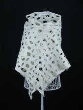 White Merino Wool Shawl, Handmade Stole, Bridal Lace scarf, Wedding Wrap, Cape