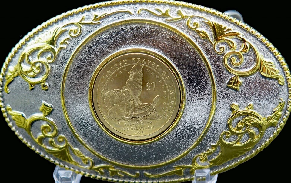 Sacagawea Delaware One Dollar Coin Belt Buckle - Image 2 of 4