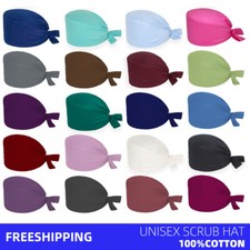 Solid Scrub Cap Hospital Hats Cotton Surgical Doctor / Nurse Hat with Sweatband