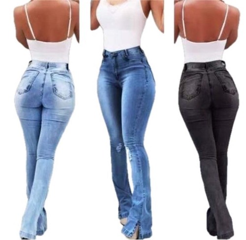 Womens Denim Overalls Ripped Jeans High Waist Pants Stretch Distressed Jeans Den