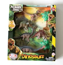 Dinosaurs 7 Piece Set Redox No. 24359 5 Dinosaurs 2 Trees Pre-Historic Wow Toyz
