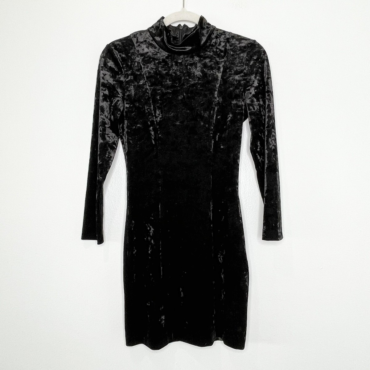& Other Stories Crushed Velvet Long Sleeve Dress in Black & Other Stories Crushed Velvet Long Sleeve Dress in Black