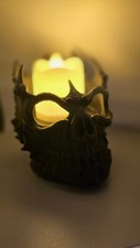 Scary Skull Tea Light Candle Holder – Gothic Halloween Horror Decor Ornament
