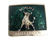 Vintage SCHLITZ Malt Liquour Enameled Belt Buckle 7617