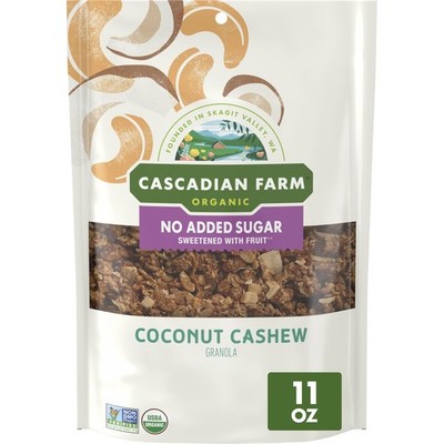 Cascadian Farm Organic Coconut Cashew Granola 11oz No Added Sugar Whole Grain