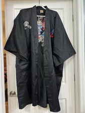XL Black Dragon Embroidered Made In Japan Kimono Robe Men's