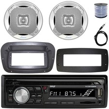 Pyle 1-DIN Boat CD/MP3 Radio W/Kit  Adapter Plate, 2x 5.25" 400W Max Speakers