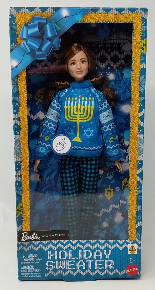 Barbie Signature Ugly Holiday Sweater Blue LightUp Hanukkah Menorah 2026 IN HAND