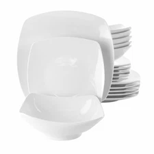 White Porcelain Dish Dinnerware Set, 18 Piece, Newman