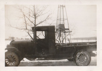 #ad Vintage Photo 1927 28 Chevrolet Pickup Truck Rural America Farmland Windmill $11.99
