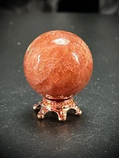 0.98" High Quality Sunstone Sphere With Metal Stand 21 Grams