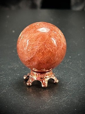 0.98'' High Quality Sunstone Sphere With Metal Stand 21 Grams