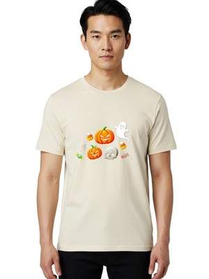Halloween-Emojis Mens Graphic Tee,100% Cotton,Casual Summer Wear