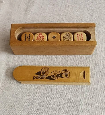 Coffret en bois Poker d'As , dès en buis ,Janod, vintage - Photo 1/3