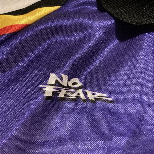 VINTAGE 90s No Fear Motocross Jersey Size LARGE Purple Long Sleeve Padded Elbows - Picture 3 of 14