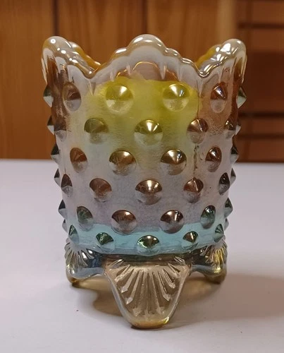 Vintage Fenton Topaz Opalescent Hobnail Votive Candle Holder