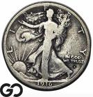 1916-S Walking Liberty Half Dollar, Better Date First Year Issue