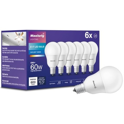 Maelsrlg E17 Intermediate Base LED Bulb, 6W (60 Watt Equivalent) G14 Globe Ce...
