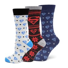 DC Superman 3 Pair One Size Men's Novelty Sock Gift Set