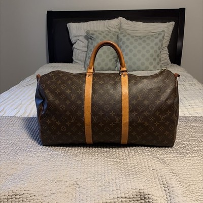 Louis Vuitton Monogram Keepall Bandouliere 55 Boston Bag With Padlock