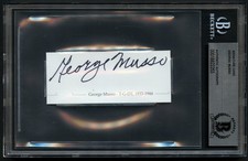 George Musso signed auto 1.5x3.5 cut Chicago Bears World Championship Litho BAS