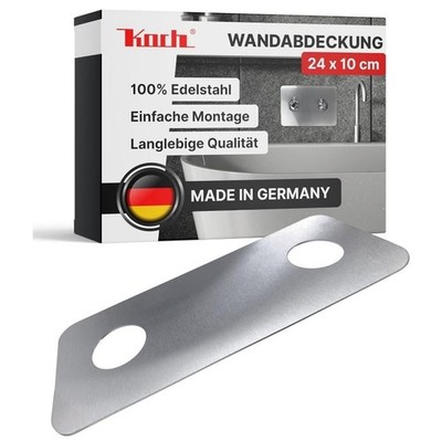 KOCH #107 HYGIENISCHE EDELSTAHL WANDABDECKUNG 24 x 10cm für Armatur DUSCHE + BAD