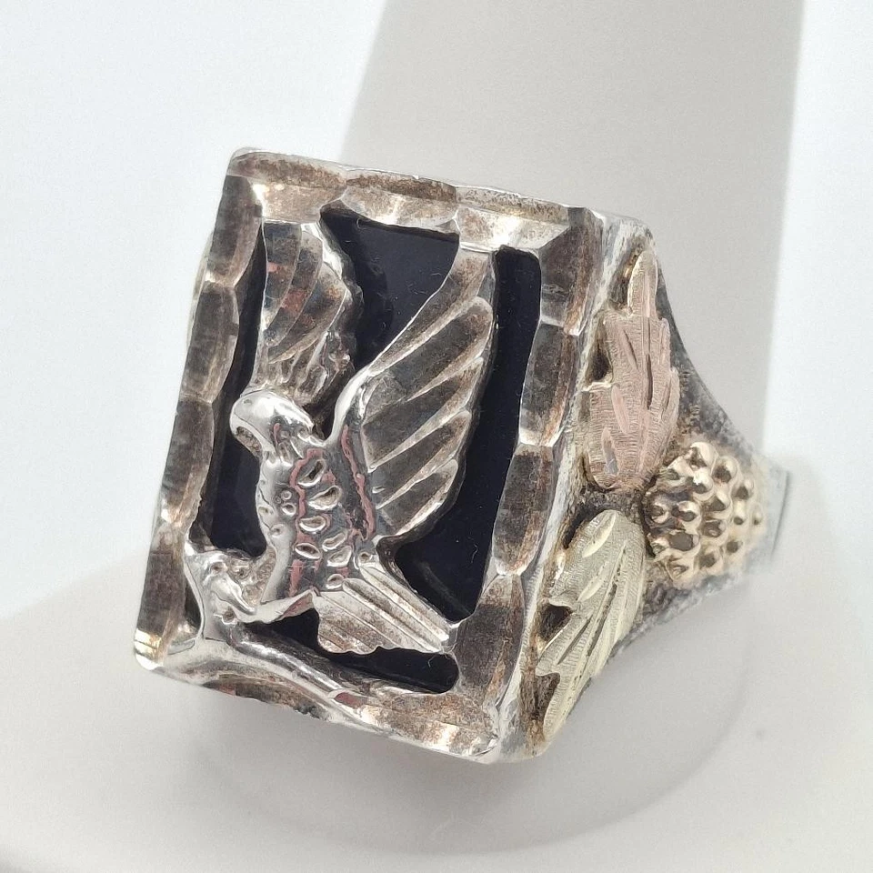 Rushmore Black Hills Oro Plata de Ley 925 Ónix Hoja de Uva Águila (CP4007163) Foto 3 de 4